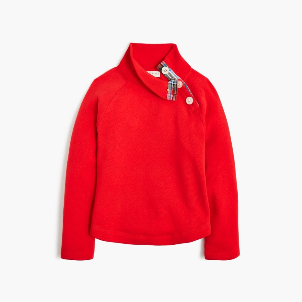 J Crew Crewcuts Girls Medium Red Button Neck Pullover Sweater